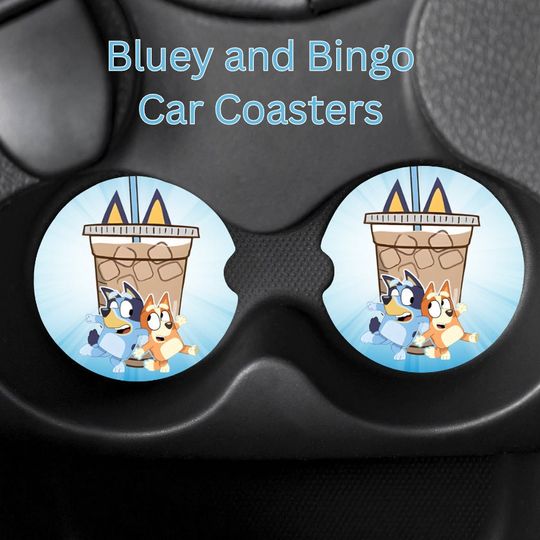 Discover Car Coasters, BlueyDad & Bingo set of 2, Neoprene, car accessories