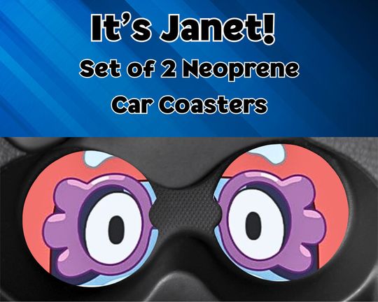 Discover It's Janet (BlueyDad) Neoprene Car Coasters