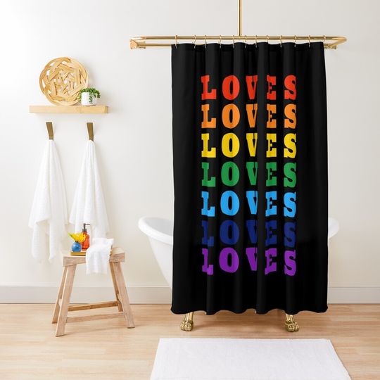 Discover Loves pride rainbow Shower Curtain