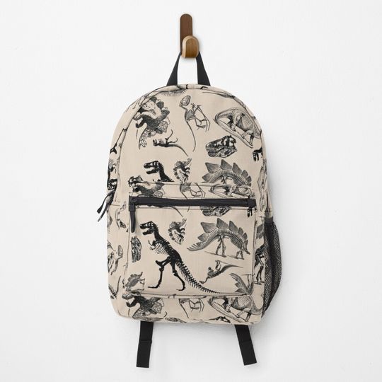 Discover Vintage Museum Dinosaurs and Skeletons Black and Cream Backpack