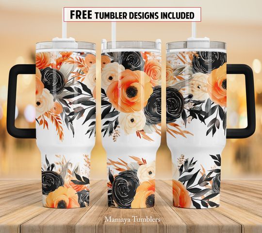 Discover Halloween flowers 40 oz Quencher tumbler