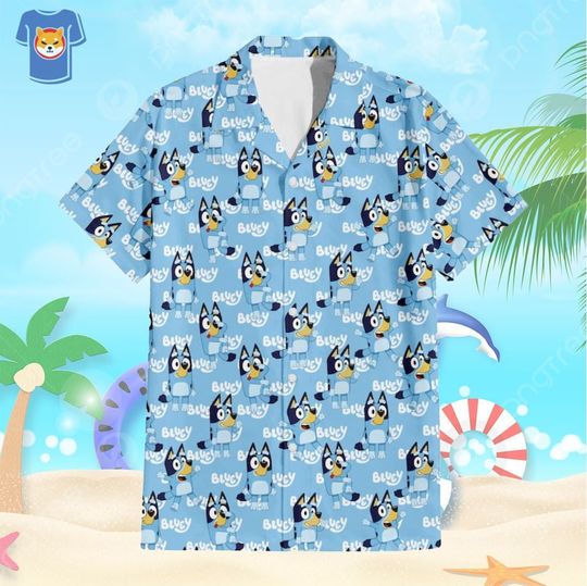 Discover BlueyDad Hawaiian Shirt Mens BlueyDad Bandit Hawaiian Shirt, Cartoon TShirt