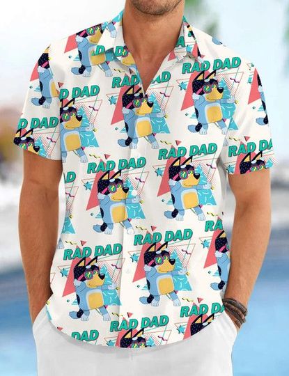 Discover BlueyDad Rad Dad Tropical Hawaii Style Shirt, Caratoon TShirt