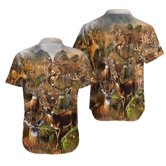 Discover Deer In The Dry Forest With Vintage Style Hawaiian Shirt