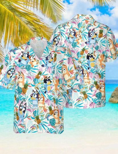 Discover Funny BlueyDad Tropical Beach Hawaiian Shirt, Caratoon TShirt