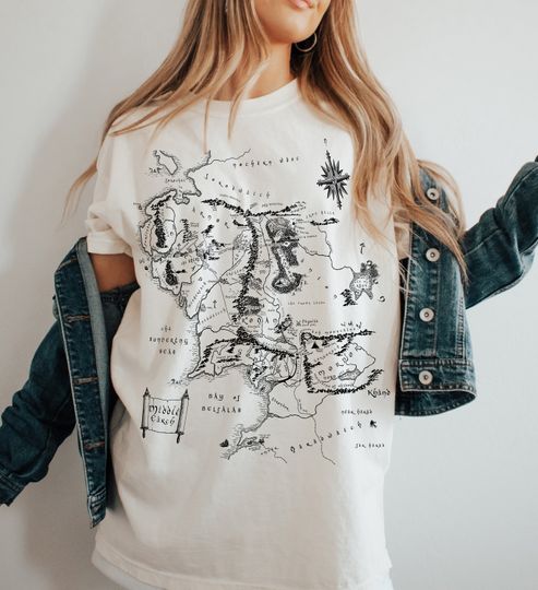Discover Middle Earth Map Tshirt LOTR merch The Hobbit shirt