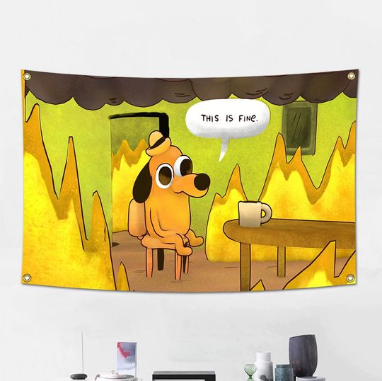 Discover Everything Is Fine Flag Tapestry