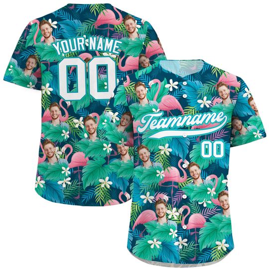 Discover Custom Hawaiian Baseball Jersey with Face Teamname Name Number, Personalized Hawaii Floral
