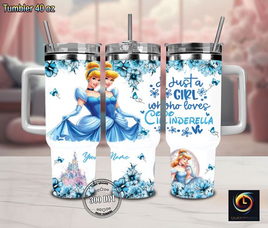 Discover Princess Character  40oz Tumbler Wrap  Flowers and butterflies