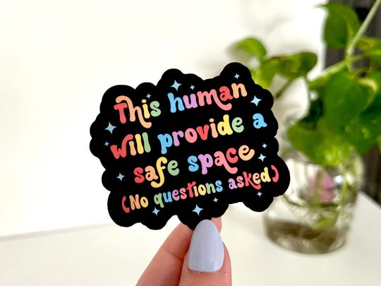 Discover This Human Will Provide A Safe Space Waterproof Sticker, Ally Stickers
