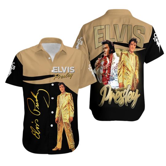 Discover Signature Of Golden Elvis Presley Summer Hawaiian Shirt