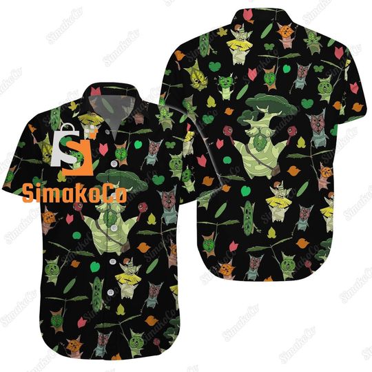 Discover Zelda Hawaiian Button Shirt with Korok Design