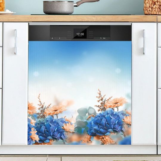 Discover Dishwasher Cover Floral, Vintage Dark Flower Kitchen Dishwasher Cover Vinyl Decal Sticker