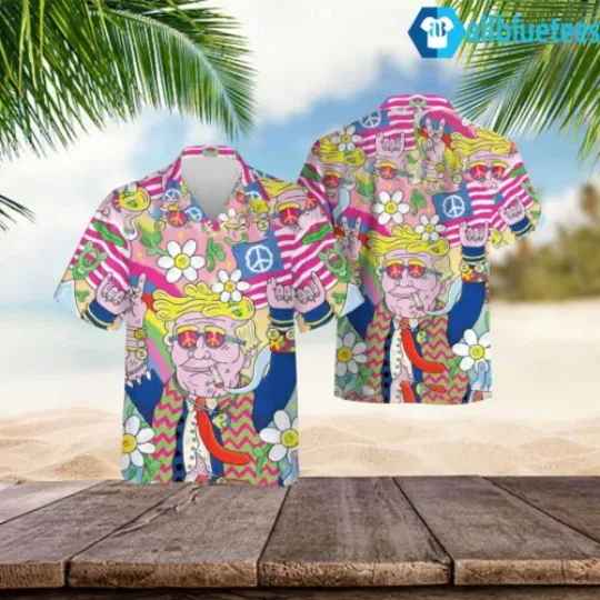 Discover Funny Hippie Trump Meme Hawaiian Shirt