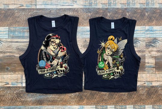 Discover Tattoo Princess Black Crop, Gothic dark princess Crop Tank
