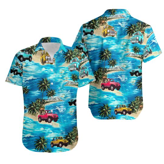 Discover Aloha Beach And Jeeps Hawaiian Shirt