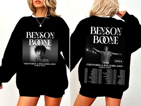 Discover Benson Boone Shirt, Fireworks and Rollerblades World Tour 2024 Shirt, Benson Boone Tour Merch