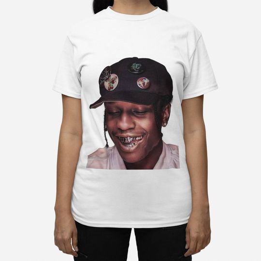 Discover Asap Rocky Grillz Vintage Graphic Tee, Asap Rocky Smiling Grillz Shirt
