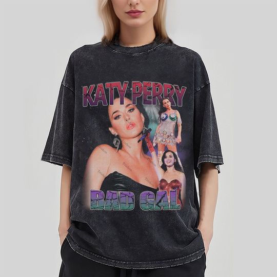 Discover Katy Perry Washed T-Shirt, Pop Singer Homage Graphic Unisex T-Shirt