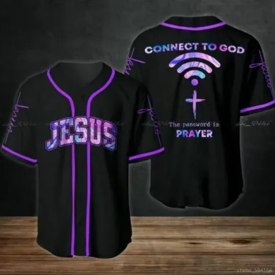 Discover Connect To God Jesus 3D BASEBALL JERSEY SHIRT All Over Print