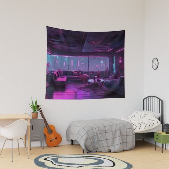 Discover Cyberpunk Apartment Tapestry