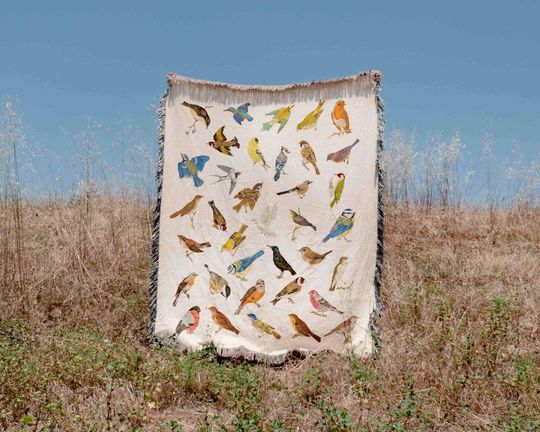 Discover Vintage Bird Watcher Woven Blanket