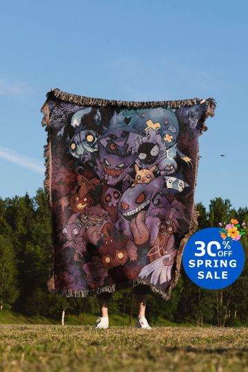 Discover Anime Hand Woven Blanket | Ghost PKM Tapestry Throw | Gengar poison