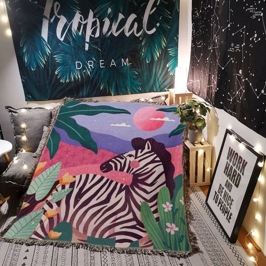 Discover Zebra Woven Blanket