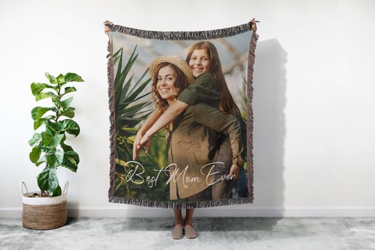 Discover Personalized Picture Woven Blanket, Memorial Custom Photo Tapestry Throw