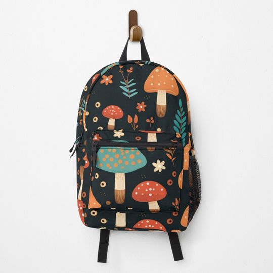 Discover Mushrooms Red Blue Orange Backpack