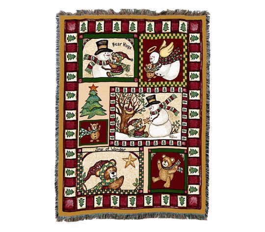 Discover Christmas Bear Patchwork Quilt Woven Blanket