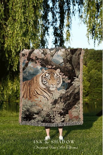 Discover Vintage Tiger Blanket Woven Tapestry | Gothic Renaissance
