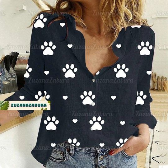 Discover Dog Paws Women's Blouses, Women Casual Shirt