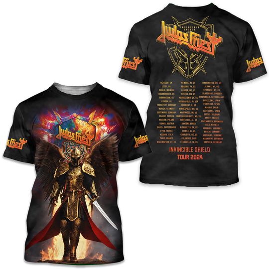 Discover Judas Priest Invincible Shield Concert 2024 US Tour 3D T-Shirts