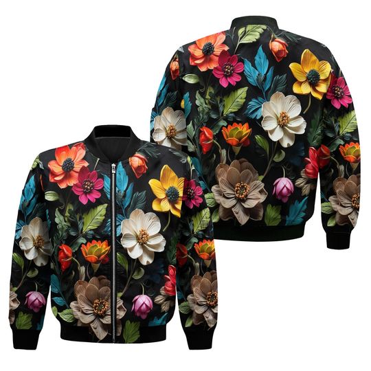 Discover Men's Flower Bomber Jacket