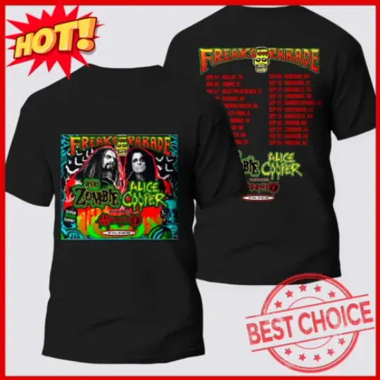 Discover Rob zombie alice cooper ministry filter freaks on parade 2023 t shirt