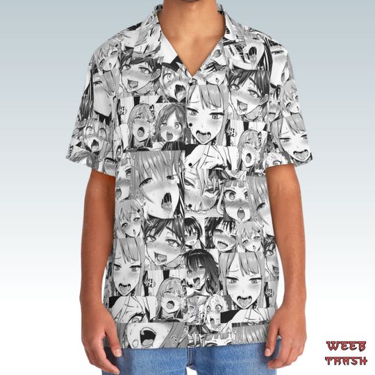 Discover Ahegao Anime Men's Hawaiian Shirt