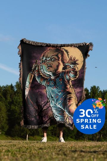 Discover Chucky Horror Movie Hand Woven Blanket, Child'S Play Film Villain Tapestry Throw