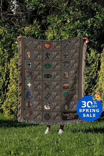 Discover Runescape Hand Woven Blanket, Max Stats 2277 Tapestry Throw