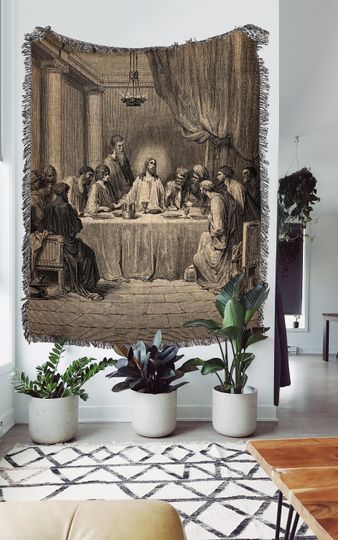 Discover Jesus Last Supper Woven Throw Blanket: Love Like Jesus Woven Tapestry