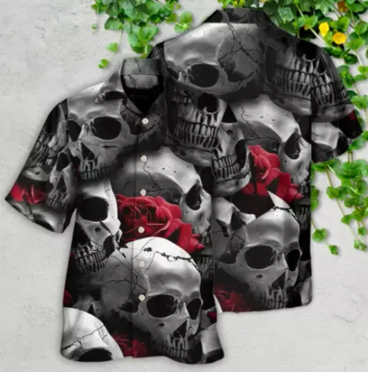 Discover Skull Death Love Rose 3D Hawaii Shirt ALL OVER PRINT FATHER DAY GIFT