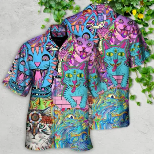 Discover Hippie Cat Wonderful World 3D Hawaii Shirt
