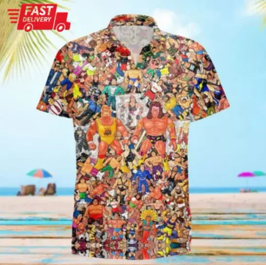 Discover Wrestling Characters Collage Art Hawaiian Shirt, Gift For Wrestlers US Size