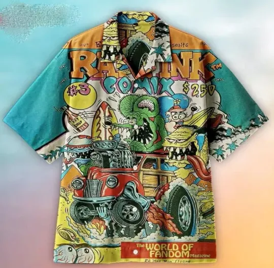 Discover Funny Rat Fink Hawaiian Shirt Car Cartoon All Sizes S-5Xl