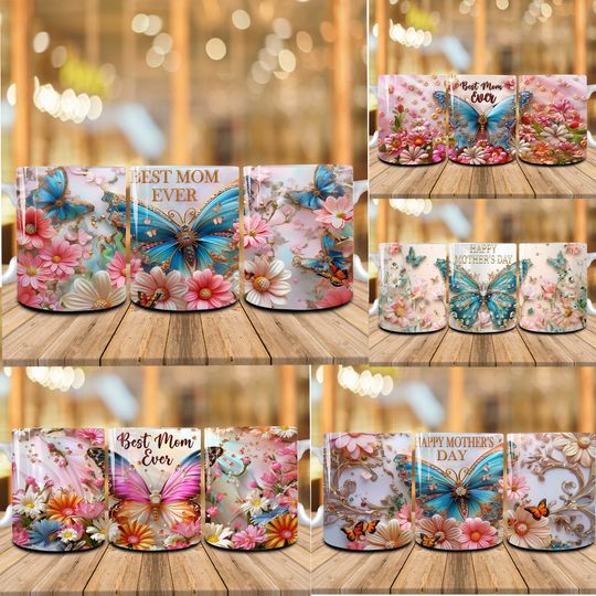 Discover Bundle Happy Mother's Day 3D Inflated 11oz Mug, Floral Mother's Day 11oz Mug