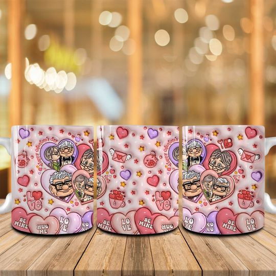 Discover Couple Valentine 11oz Coffee Mug, 3D Inflated Pink Valentine Mug