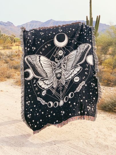 Discover Death Moth Woven ThrowBlanket, Gothic Mystical Moth Woven Throw