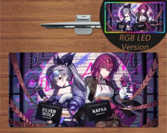 Discover Anime RGB LED Large Mouse Pad Honkai Star Rail Silver Wolf Kafka Gaming Mat