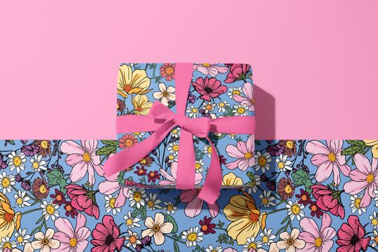 Discover Wildflower Powder Blue Floral Flower Gift Wrap