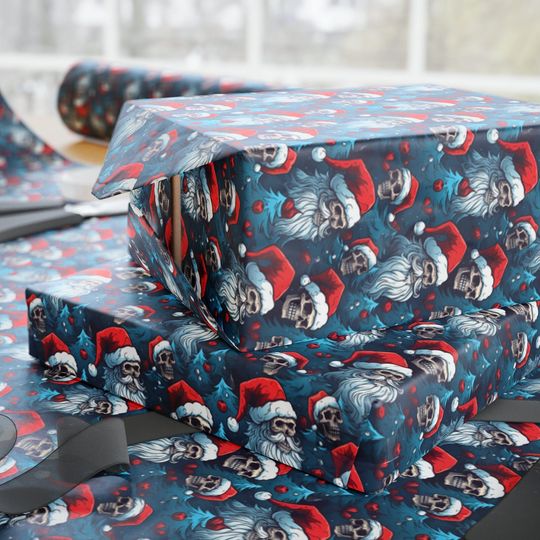 Discover Xmas Trees and Skulls Wrapping Paper